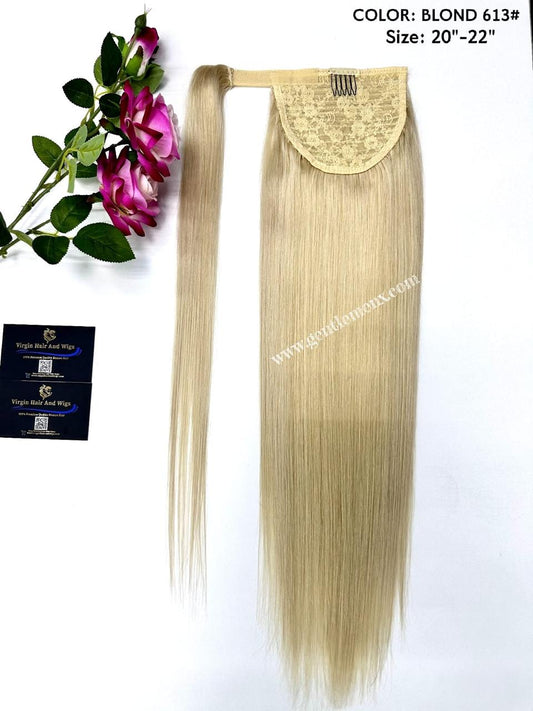 TGX Arnomeda 20''-22'' Extensiones de coleta de cabello humano Remy 100% 140 g 613# Rubias Liso