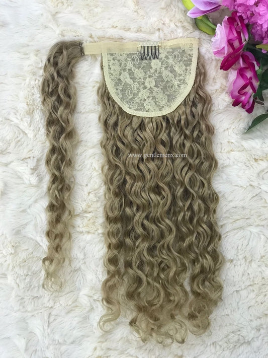 Extensiones de coleta de cabello humano 100% Remy TGX Arnomeda de 20''-22'' y 140g, rubio #613, onda de agua