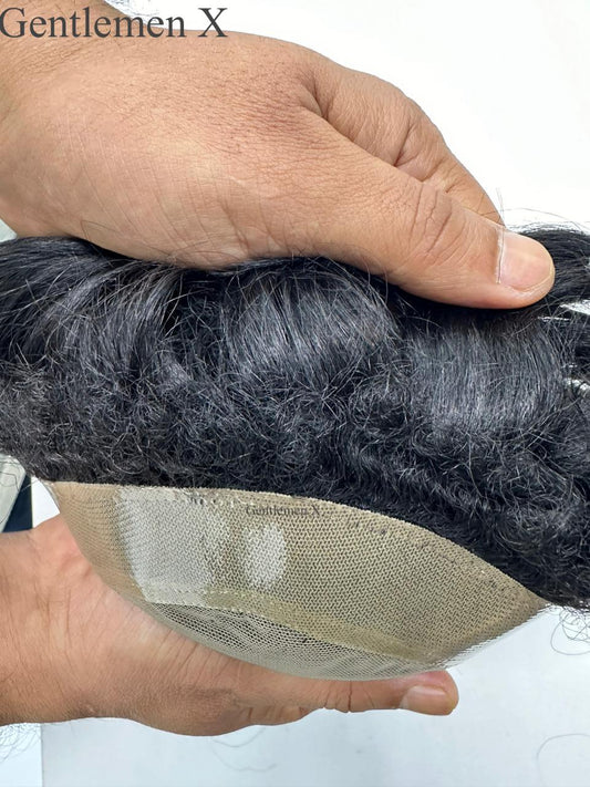 Caballeros X BW VIP SU Mono con Pelo de Bebé 100% Sistemas de Pelo Humano de Toupee con Piezas de Pelo de Toupee Fáciles de Llevar Unidades de Pelo para Hombres con Red (especial)
