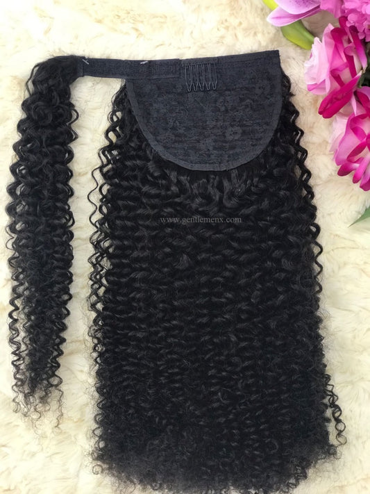 TGX Arnomeda Extensiones de Cola de Caballo de Cabello Humano Remy 100% de 20''-22'' 140g Rizos Jerry 1B Natural
