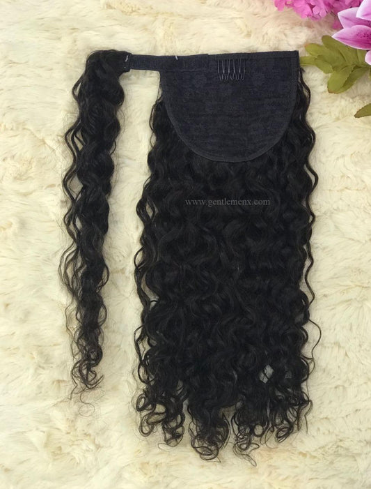 TGX Arnomeda 16''-18'' Extensiones de Cola de Caballo de Cabello Humano 100% Remy 110g 1B Ondulado Natural