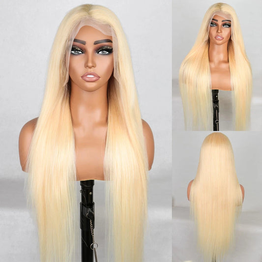 Pelucas de encaje frontal de cabello humano 100% 13X4 613# rubio