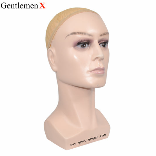 Maniquí de hombre bajo de plástico para pelucas, gafas, color piel, 1 unidad
