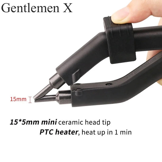 Plancha de pelo negra Gentlemen X Hot Fusion Mini de cerámica con cabezal sol, kit de peinado con temperatura controlable alta