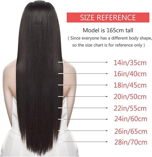 TGX Arnomeda 20''-22'' Cabello Humano 100% de Cabeza Completa con 10 Piezas de Clips en Extensiones de Cabello de 140g, 2# Marrón Oscuro Liso