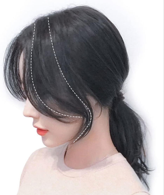 Flequillo de clip TGX, 100 % cabello humano real, flequillo francés, flequillo ondulado, flequillo lateral, barrido, aspecto natural para uso diario.