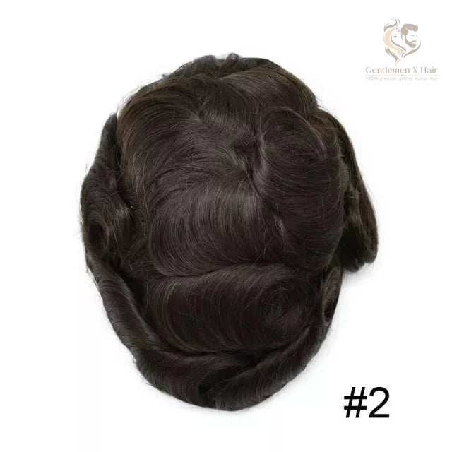 Gentlemen X Premium Q6 Lace Hair System, 100% Human Hair, Breathable, Bleached Knots