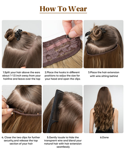 Arnomeda Halo Extensiones de cabello de 100% cabello humano para colocar 120 g
