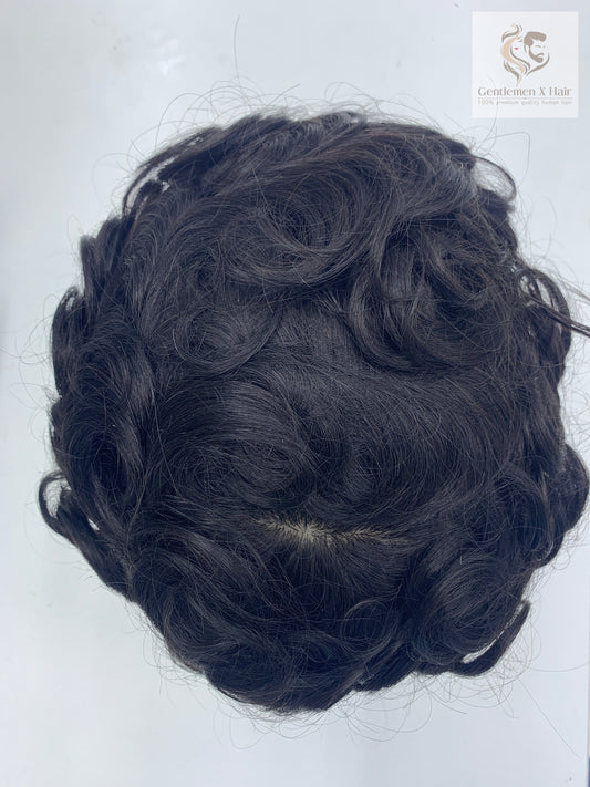 Sistema capilar Gentleman X Premium Silk Base 64 con frontal de encaje, 100% cabello humano, nudos decolorados