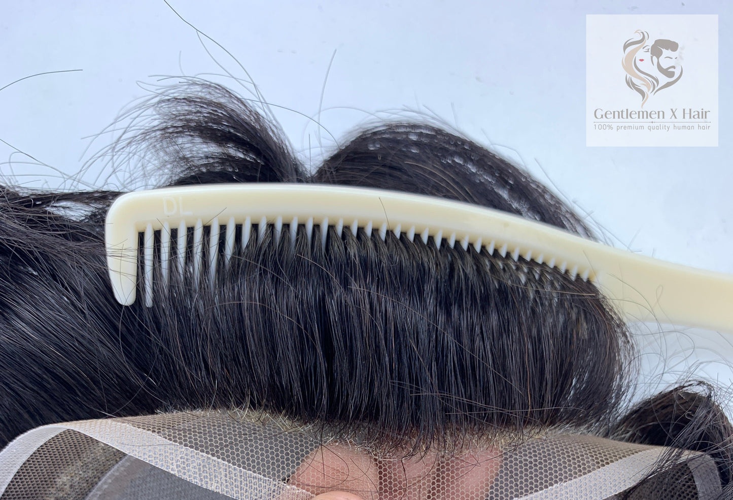 Gentlemen X Premium HD Lace Front with PU Hair System, 100% Human Hair, Bleached Knots