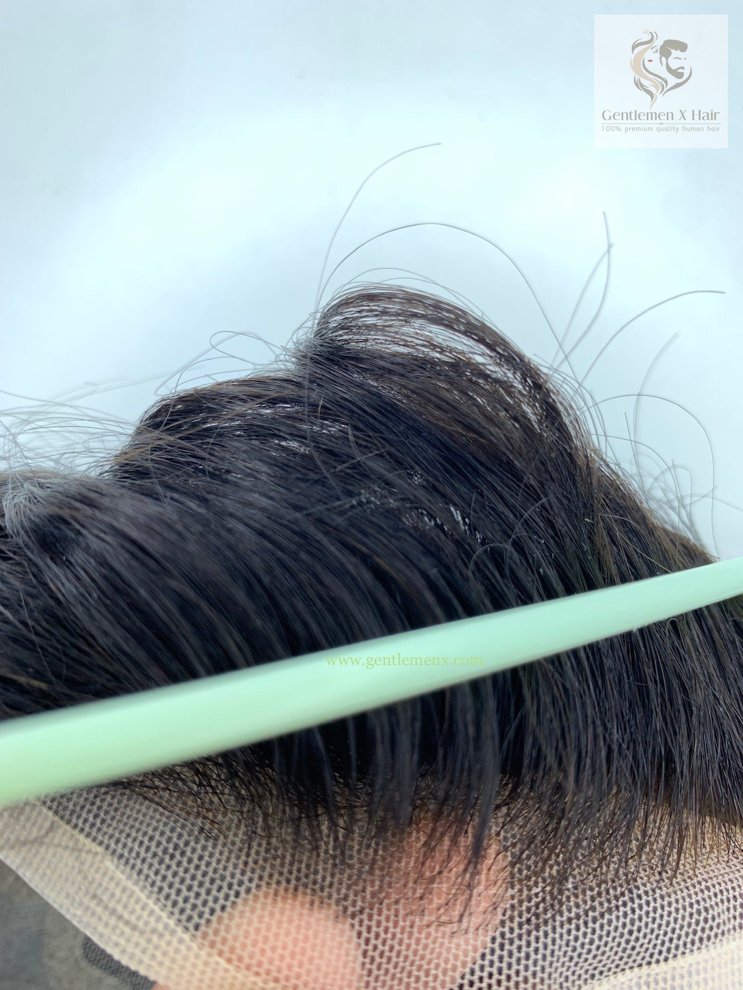 Gentlemen X VIP Q6 Front Lace Hair System, 100% Human Hair, Bleached Knots