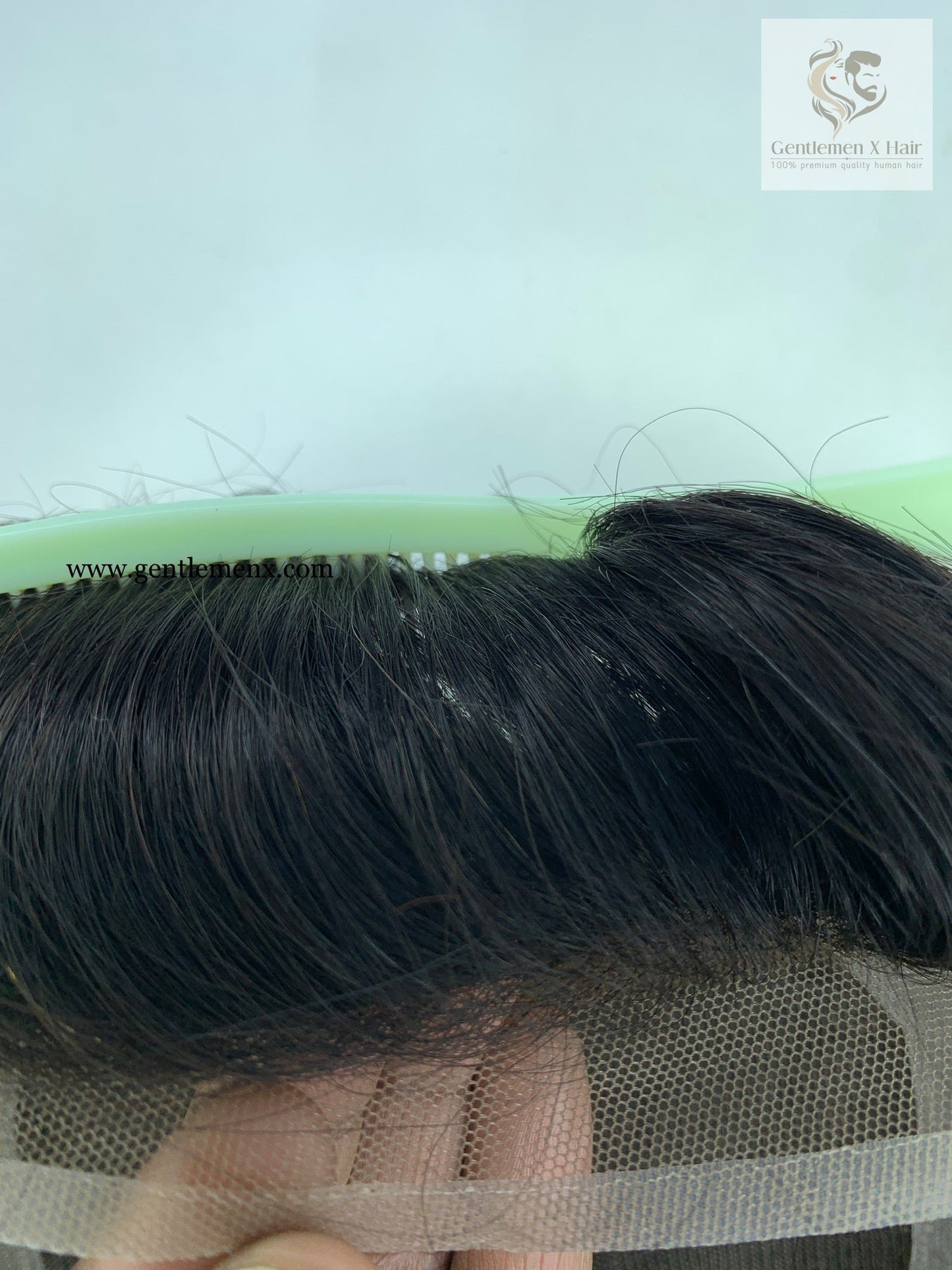 Gentlemen X Premium Swiss Front Lace with Poly Skin Perimeter Hair System, 100% Human Hair