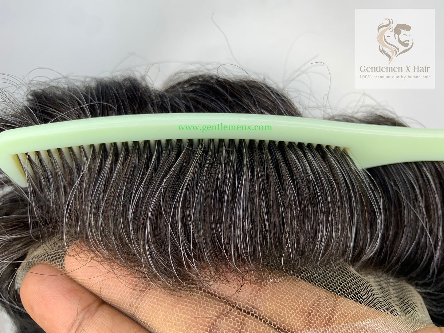 Gentlemen X Premium European CKC2 Full Lace Toupee, 100% Human Hair, Bleached Knots