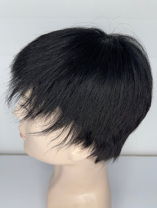 Peluca corta de hombre 100% cabello humano negro natural 1B M9551