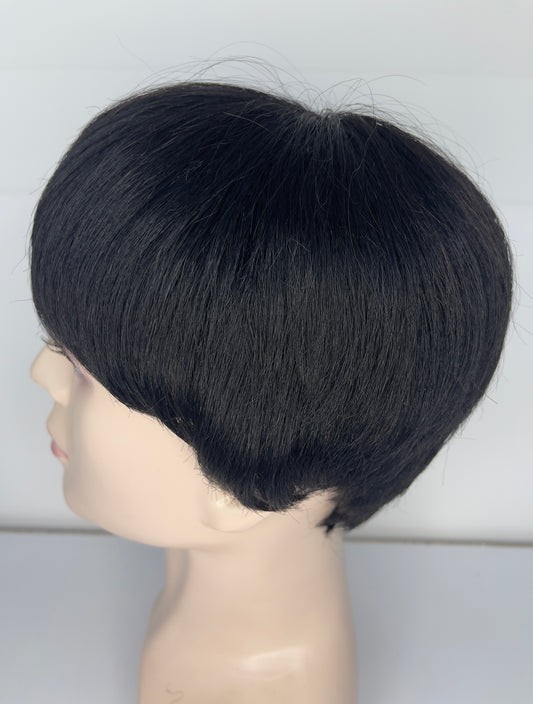 Peluca corta de hombre 100% cabello humano, negro natural 1B M7023