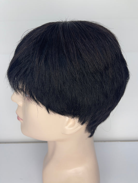 Peluca corta de hombre 100% cabello humano color Natural 1B M049