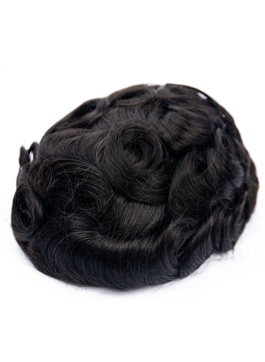 Sistemas capilares para hombres Gentlemen X 10x8 AM Monofilamento fino con perímetro de piel de poliuretano y tupé doblado para hombres, color natural 1B