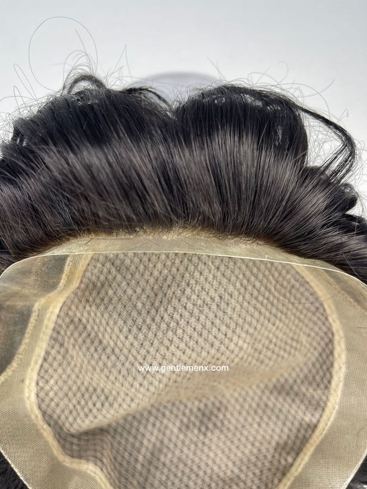 Peluca de hombre de cabello 100% humano Pu Mirage con base de piel de aspecto natural para el sistema capilar de hombres. SUB