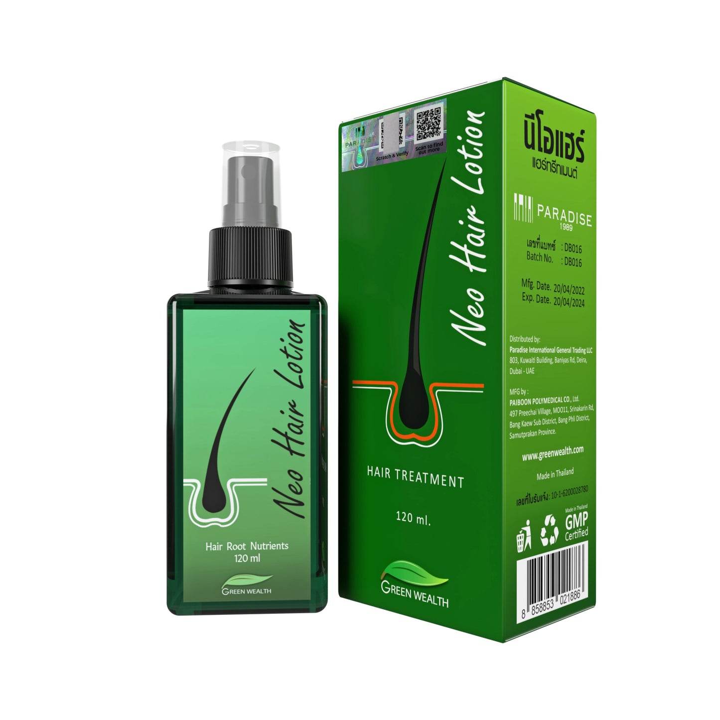Neo Hair Lotion with Derma Roller, Hair Treatment & Root Nutrients, 120ml