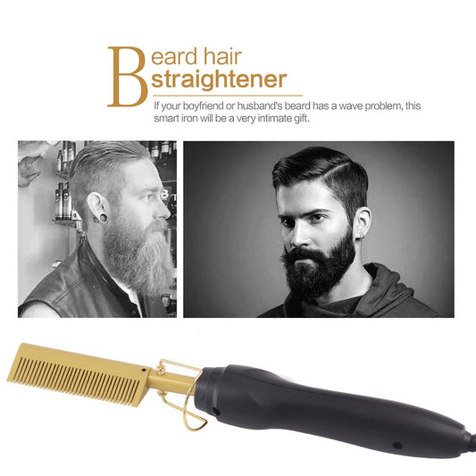Peine Caliente 2 en 1 Plancha de Pelo Eléctrica Alisador de Pelo Rizador de Pelo Uso Húmedo y Seco Planchas de Pelo Peine Calentador para el Pelo Unisex