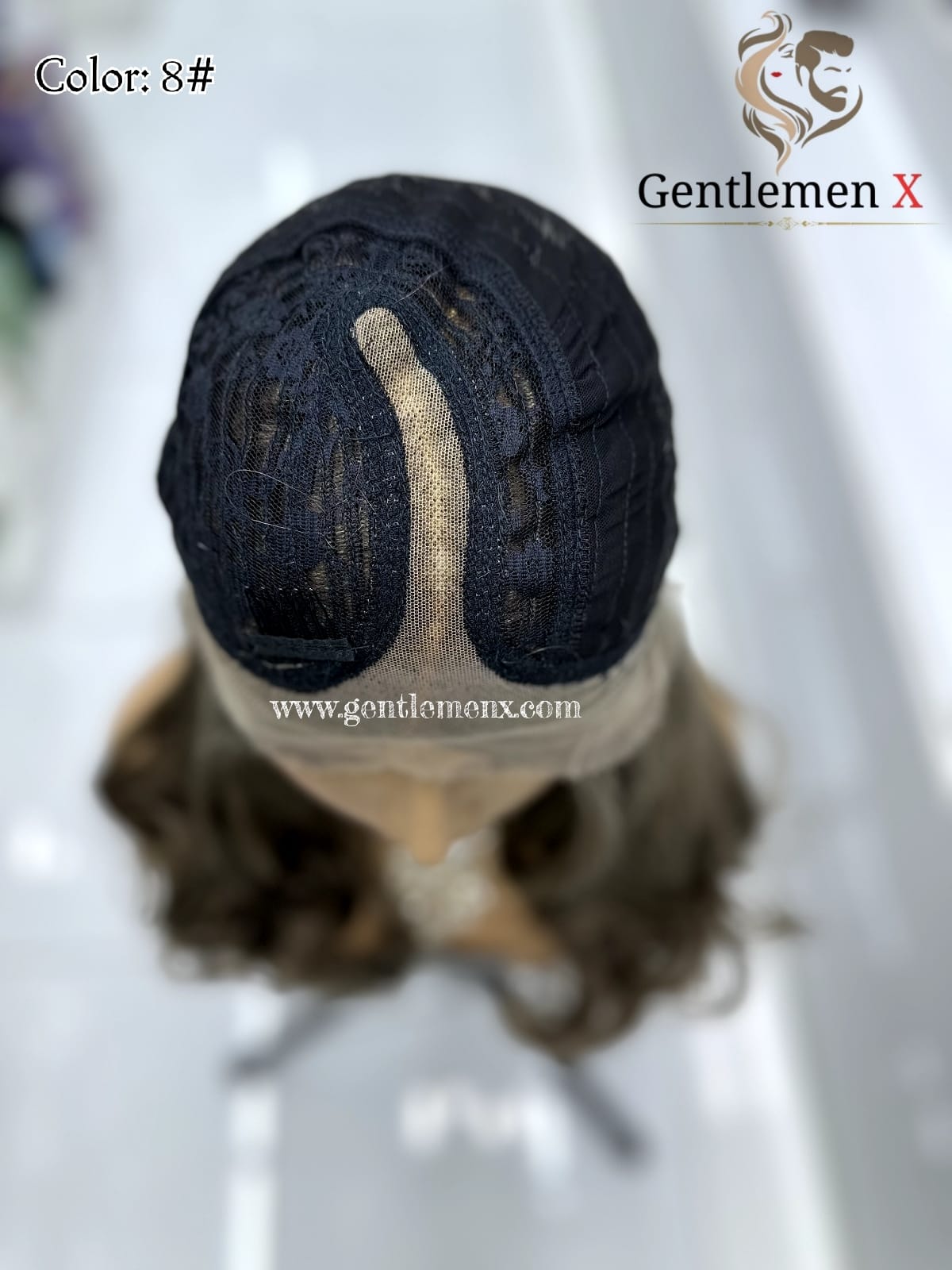 20''-22'' Arsuim Color 8# Side T Part Remy human Hair Lace Wig Natural Wave