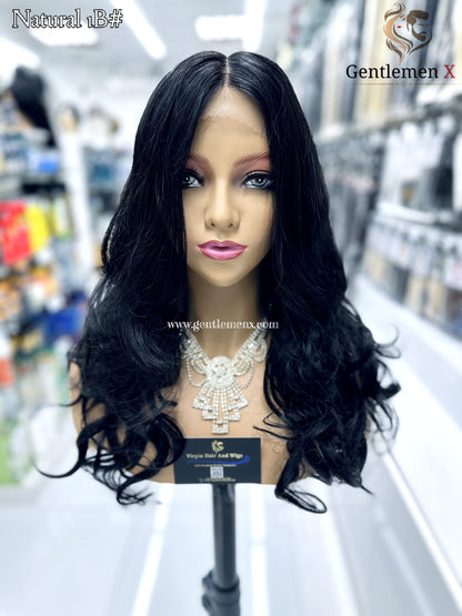 20''-22'' Arsuim Color Natural 1BSide T Part Remy human Hair Lace Wig Natural Wave