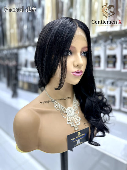 20''-22'' Arsuim Color Natural 1BSide T Part Remy human Hair Lace Wig Natural Wave