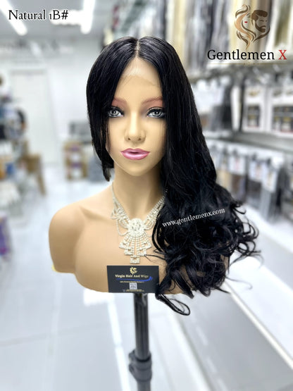 20''-22'' Arsuim Color Natural 1BSide T Part Remy human Hair Lace Wig Natural Wave