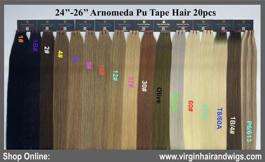 Arnomeda Remy human hair tape-in extensions, 24 to 26 inch, 20 pieces