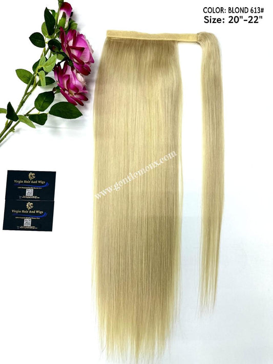 TGX Arnomeda 20''-22'' Extensiones de coleta de cabello humano Remy 100% 140 g 613# Rubias Liso