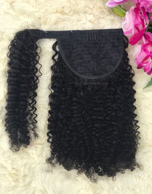 TGX Arnomeda 16"-18" Extensiones de Cola de Caballo de Cabello Humano 100% Remy 140g Rizos Jerry 1B Natural