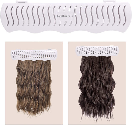 Soporte para Extensiones de Cabello. Caddy de Estilo para Extensiones de Cabello Diseñado para Sujetar Extensiones de Clip, de Cinta Adhesiva, Micro-Paquetes y Cortinas Cosidas Mientras Tiñes, Lavas, Estilizas, Empacas y Almacenas (Blanco)