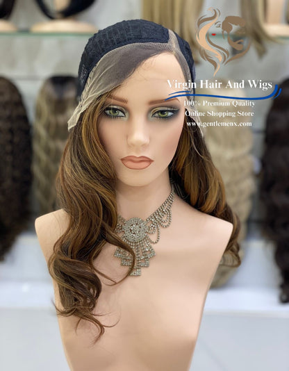 T-Part Front Lace Hannah Chic Bess Heat Friendly Synthetic Lace Wig (TT2/Carmel)