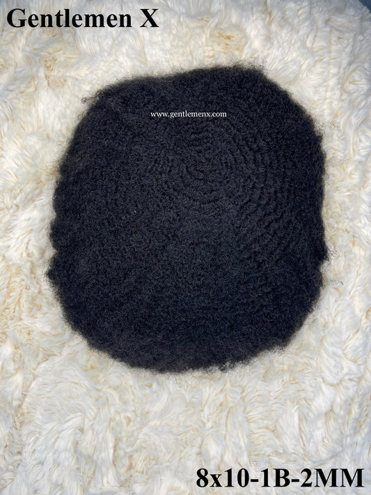 Peluca afro ondulada para hombres negros, sistemas capilares de 8x10 pulgadas, encaje completo, peluca afro para hombres afroamericanos, unidades de cabello humano rizado, 1B 2 mm, color natural
