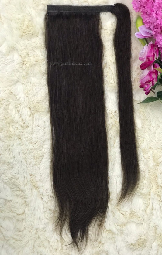 TGX Arnomeda Extensiones de coleta 100 % cabello humano Remy 20''-22'' 140 g 2# Marrón oscuro liso