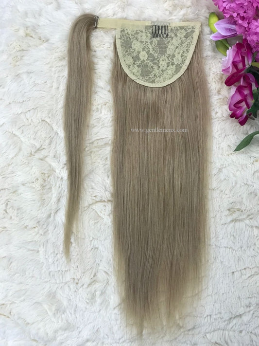 TGX Arnomeda extensiones de cabello de cola de caballo 100 % cabello humano Remy 16''-18'' 110 g 613# rubio liso