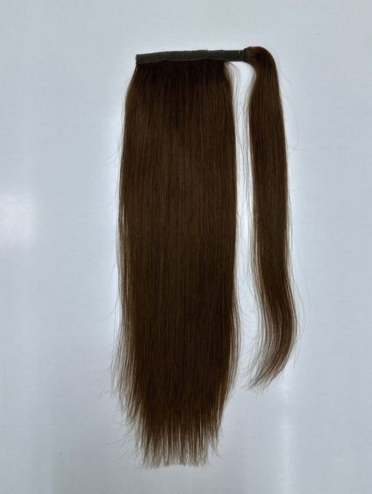 TGX Arnomeda Extensiones de Cola de Caballo de Cabello Humano 100% Remy de 16''-18'', 110g, 4# Marrón Claro Liso