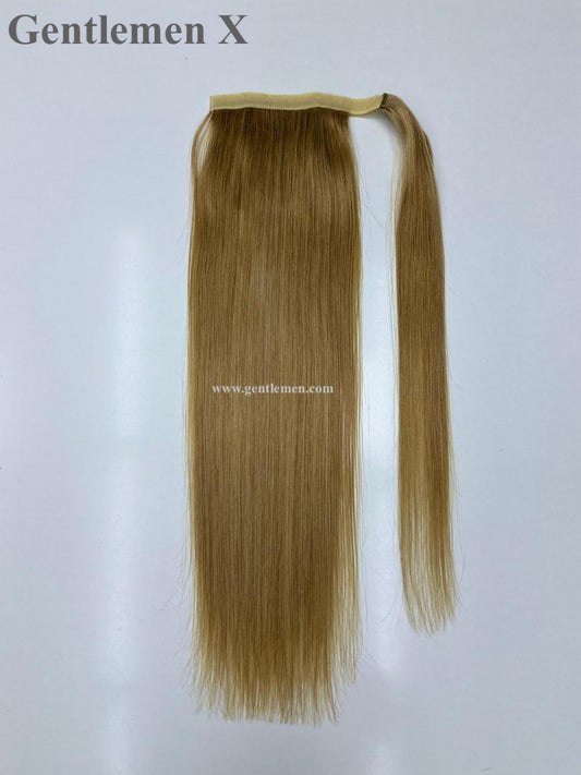 Extensiones de cola de caballo 100 % de cabello humano Remy TGX Arnomeda de 16''-18'' 110 g #27 rubio liso