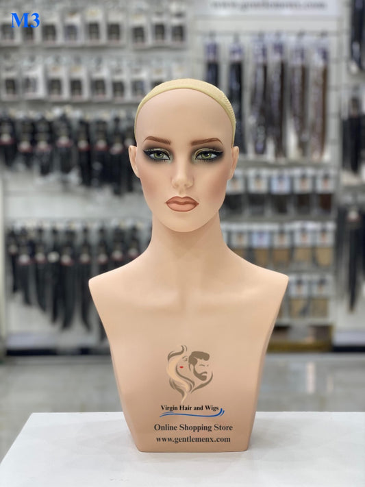 Cabeza de maniquí realista de 1 pieza para exhibición de pelucas, sin hombros, busto de maniquí extraíble para pelucas.
