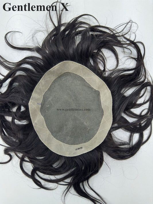 SU Nuevos sistemas de pelo Poly Skin de Los Ángeles alrededor de los sistemas capilares con encaje transpirable fácil de llevar para hombres, tupé de cabello 100% humano