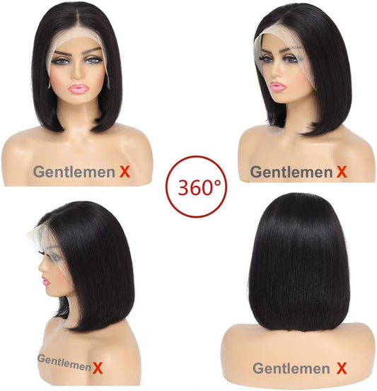 Cabello Gentlemen X Short Bob Lace wig 13x4 Liso Europeo 100% cabello humano