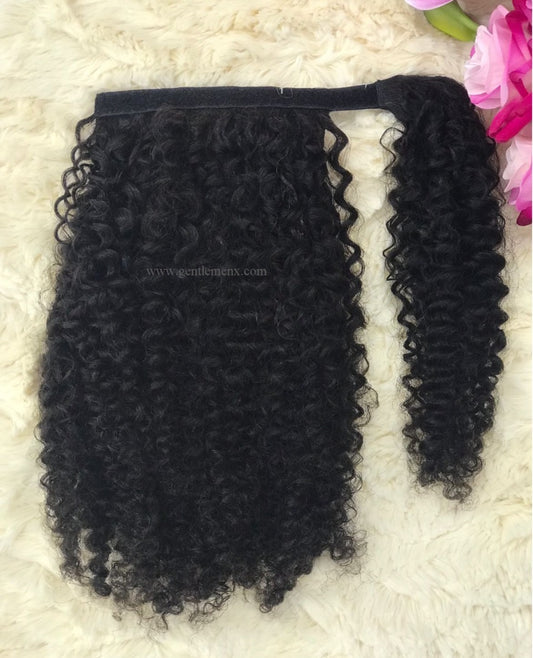 TGX Arnomeda 16"-18" Extensiones de Cola de Caballo de Cabello Humano 100% Remy 140g Rizos Jerry 1B Natural