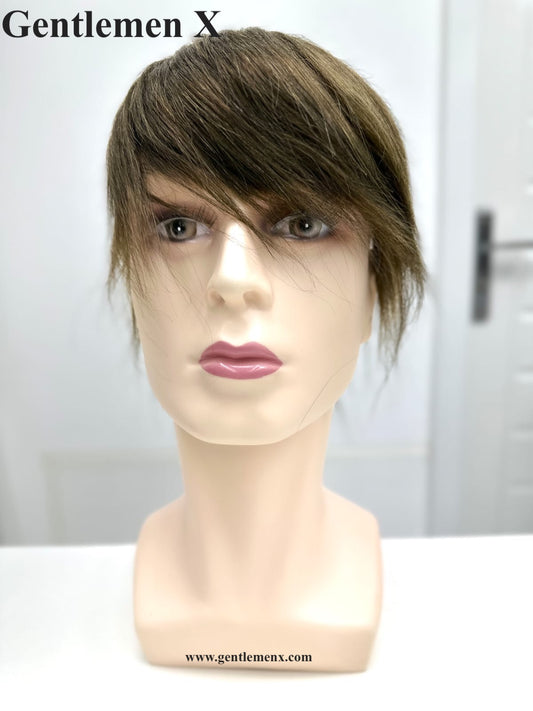 TGX Q6 con sistemas de cabello de encaje con silicona y toupee de cabello 100 % humano transpirable y fácil de usar, piezas de cabello con nudos naturales SU