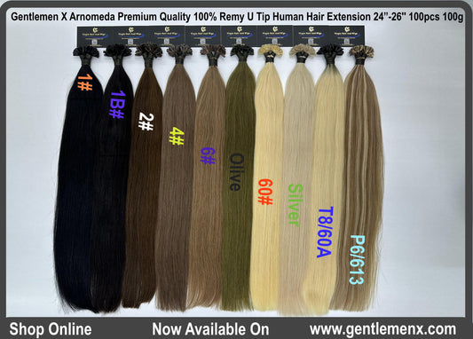 Arnomeda 24''-26'' 50 unidades 50 g Extensiones de cabello humano Remy de punta de queratina/punta en U de primera calidad 100%