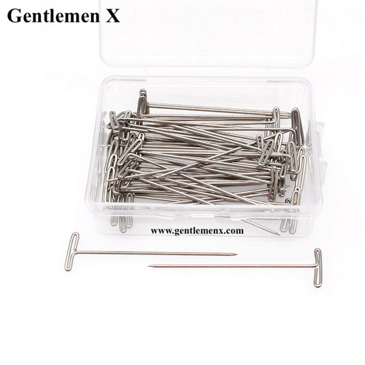 50 unidades/caja de pasadores en T (50 mm) para pelucas en cabeza de espuma, aguja de pasador en T para cabeza de maniquí.