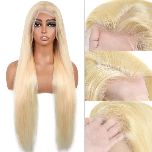 Pelucas de encaje frontal de cabello humano 100% 13X4 613# rubio