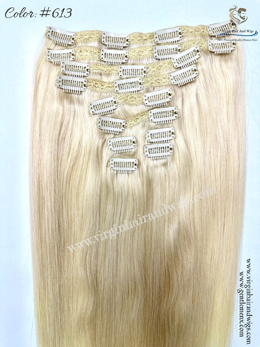 TGX Arnomeda 20''-22'' Extensiones de Cabello 100% Humano Cabeza Completa 10PCS con Clips, 140g Rubio 613# Liso