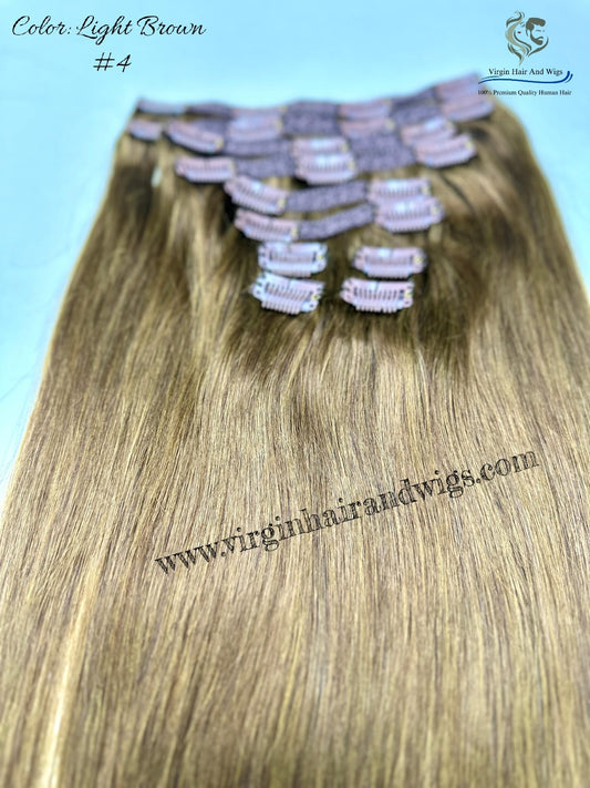 TGX Arnomeda 16"-18" 100% Cabello Humano Cabeza Completa Set de 10 Clips Extensiones de Pelo 140g 27# Rubio Dorado Liso