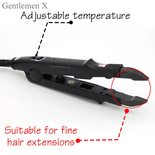 Plancha de fusión para extensiones de cabello profesional con punta plana, conector térmico, herramienta de fusión
