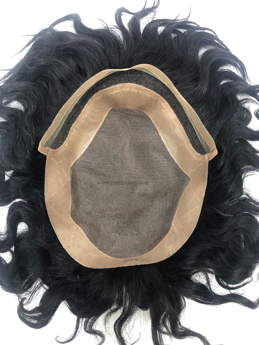 Peluca de hombre SU mono encaje frontal 100% cabello humano sistema capilar para hombres onda profunda